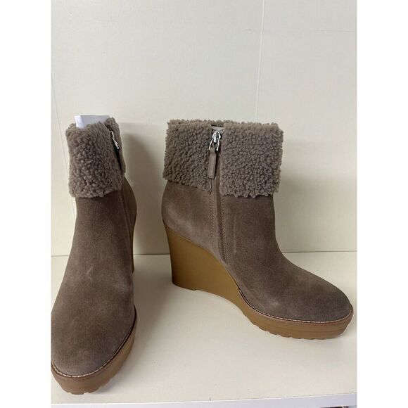 Ralph Lauren Women's Boot Steph Brown Suede Shearling Waterproof Winter - Picture 3 of 6